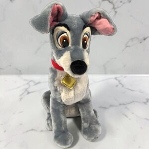 Disney Store Tramp Plush Lady and the Tramp Large 15" Dog Red Collar Tag Stuffed